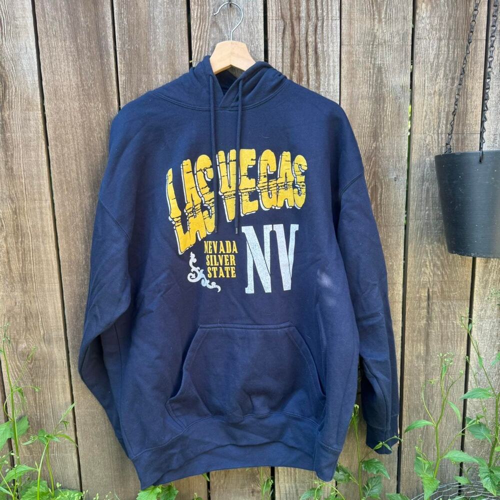 Navy Blue Las Vegas Nevada Silver State Graphic Pullover Hoodie